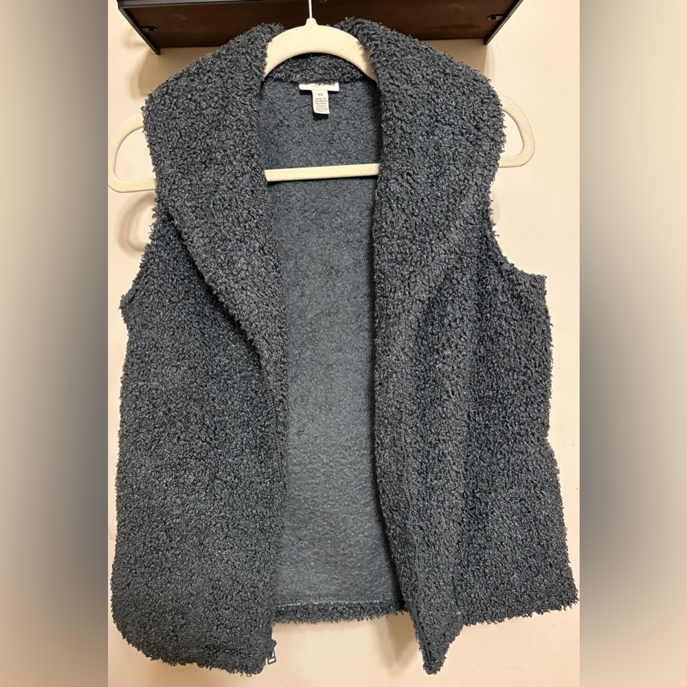 J. Jill Blueish Gray Sherpa Sweater Vest